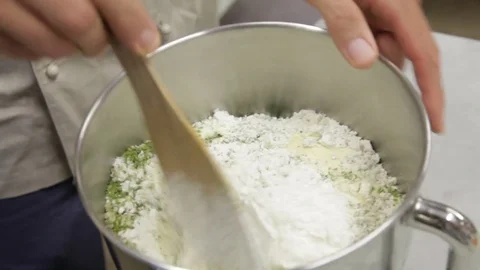 Close up mix the flour to make the italian pasta Stock Footage 82176104