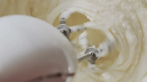 Close-up. Mixed and creamy mashed potato with milk and butter. Mixer whips up Stock Footage 114282160
