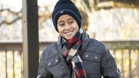 Close up of Mixed Race Boy Smiling Foto stock