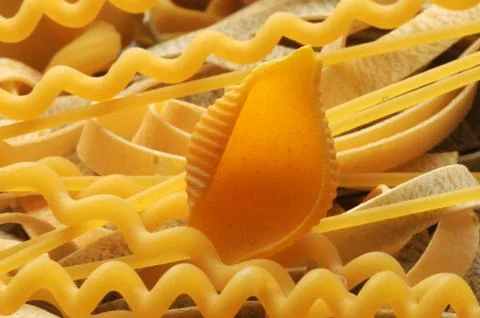 Close up on mixed raw pasta Stock Photos