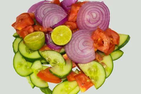 Close up of mixed vegetable salad isolated Stock Photos