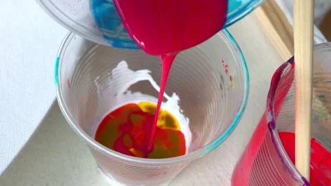 Close up on mixing acrylic paint Stock Footage 270746739