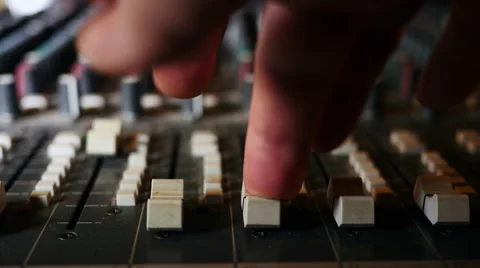 Close up of mixing desk and engineer Stock Footage 54584393