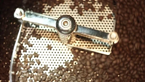 Close up of a mixing shovel in roasted machine Stock Footage 259794245
