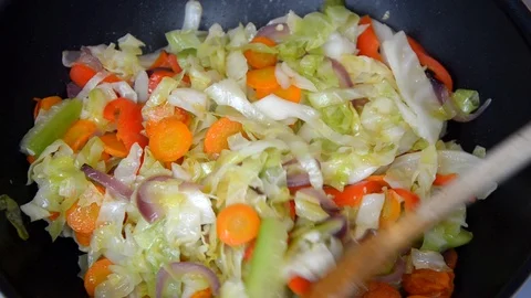 Close-up of mixing vegetables Stock Footage 96764253