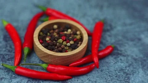Close-up of a mixture of peppers lying Stock Video Pond5