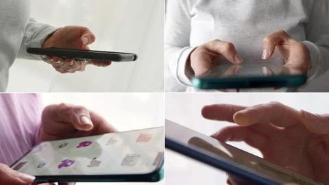 Close-up of mobile phone screen in hand. Using smartphone  Stock Footage 298884666