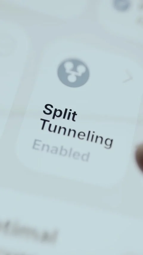 Close mobile privacy control showing split tunneling enabled Video stock 342491258