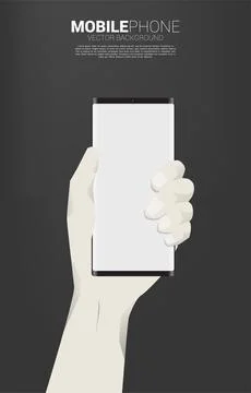 Close up mock up mobile phone in hand. Template for mobile technology and dev Stock Illustration