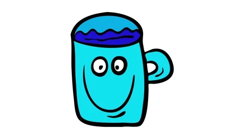 Close up of mockup of single blue mug containing fresh water with a handle like Vidéo 132071351