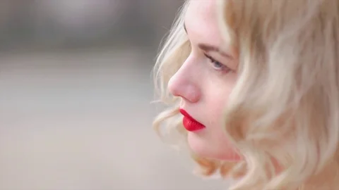 Close up of Model Looking into the Camera Stock Footage 73031203
