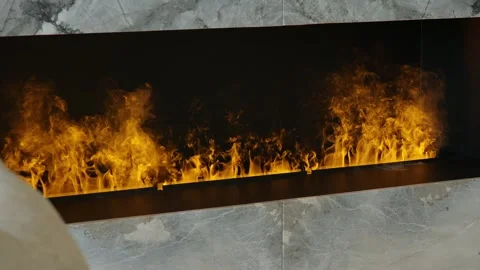 Close up of modern alternative fireplace with imitation of flame made from water Stock Footage 265201412