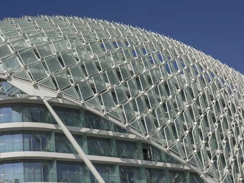 Close-up of a modern architectural design with a complex window structure, Abu Stock Photos