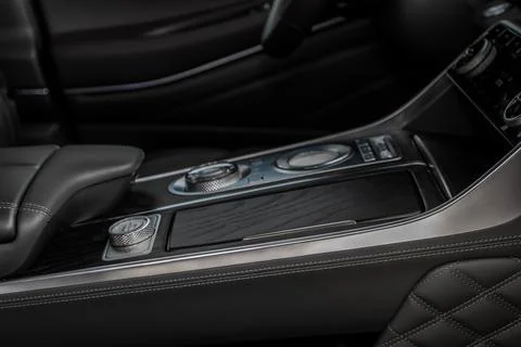 Close up of the modern automatic gearbox lever. Automatic transmission shift  Stock Photos