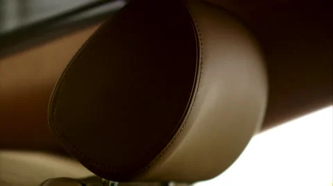 Close up of modern car interior, beige leather seats, Exclusive Limousine Stock Footage 49201672