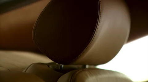 Close up of modern car interior, beige leather seats, Exclusive Limousine Stock-Footage 49201718