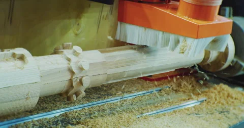 Close-up.modern cnc machine makes wooden elements. Stock Footage 211098572