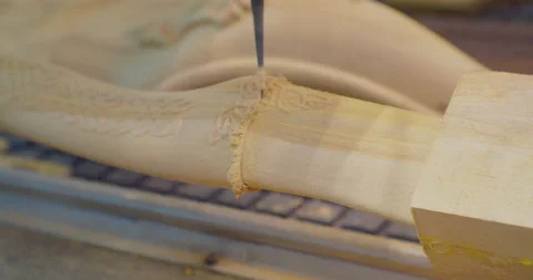 Close-up.modern cnc machine makes wooden elements. Stock Footage 216533738