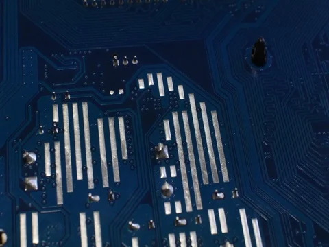 Close Up on a Modern Computer Motherboard. 4K Video. Stock Footage