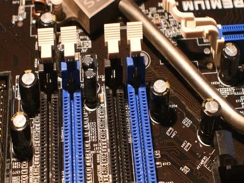 Close Up on a Modern Computer Motherboard. Stock Footage 80535625