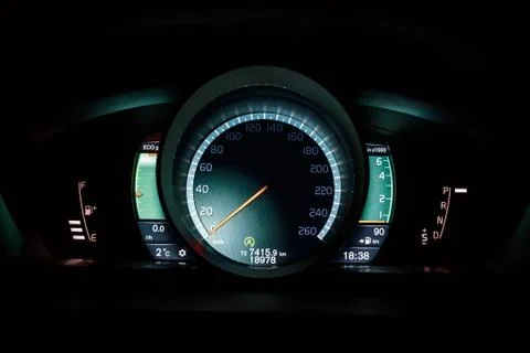 Close up modern electronic speedometer Foto stock