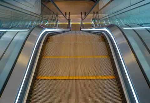 Close-up of a Modern Escalator 库存照片