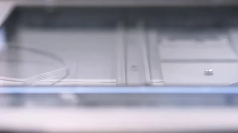 Close up of modern flatbed scanner optics and mechanical components with so.. Stock Footage 334570860
