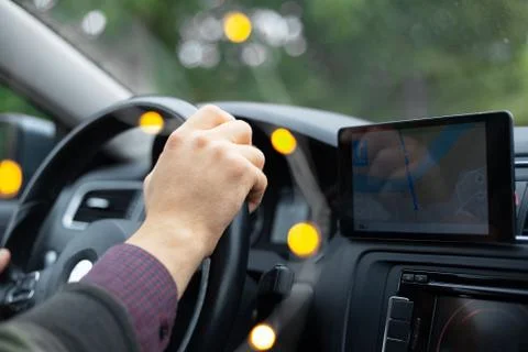 Close-up of modern GPS navigation system for car. Stock Photos