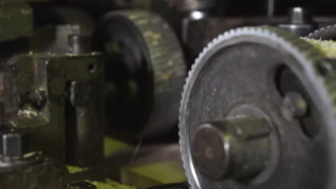 A Close-up of the modern industrial machinery processing the wooden products Stock Footage 157678387