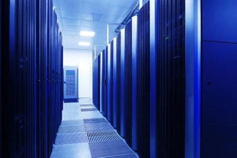 Close up modern interior of server room, Super Computer Stock Photos