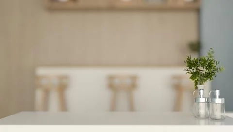 Close-up of modern kitchen counter with soap dispensers. Stock Illustration