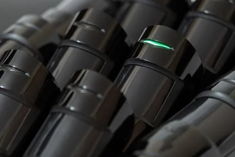 Close-up of a modern motion detector In action. Stock Photos