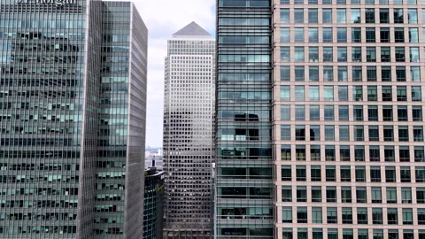 Close Up of Modern Office Building Facade in Canary Wharf London Video stock 329068657