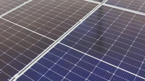 Close-up of modern photovoltaic solar battery. Rows of sustainable energy solar 스톡 동영상 161317853