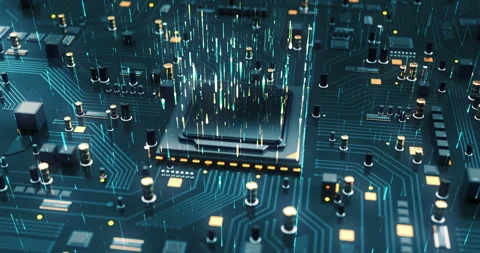 Close Up Modern Powerful AI CPU Processor. Fast Computing Power. Stock Footage 264730613