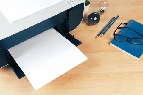 Close up modern printer screen in office Foto stock