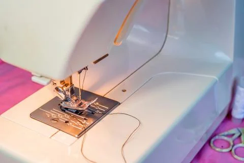 Close-up of modern sewing machine 写真素材