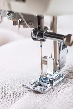 Close-up of modern sewing machine presser foot and needle Stock Photos