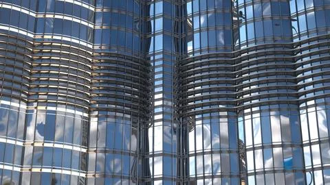 Close up of Modern Skyscraper Glass Facade with Metallic Details. Stock Illustration