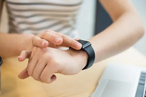 Close up of a modern smartwatch Stock Photos