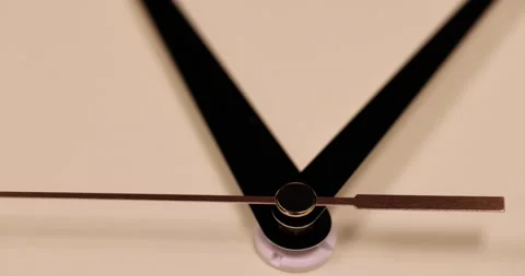 Close up of modern Wall clock showing running time pointer, with Background O Stock Footage 167723986