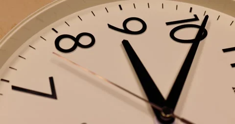 Close up of modern Wall clock showing running time pointer, with Background O Stock Footage 167724000