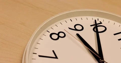 Close up of modern Wall clock showing running time pointer, with Background O Stock Footage 167724008