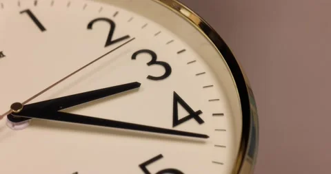 Close up of modern Wall clock showing running time pointer, with Background O Stock Footage 167724019