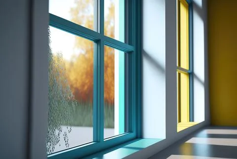 Close-up of modern window frame, ai generated Ilustración de archivo