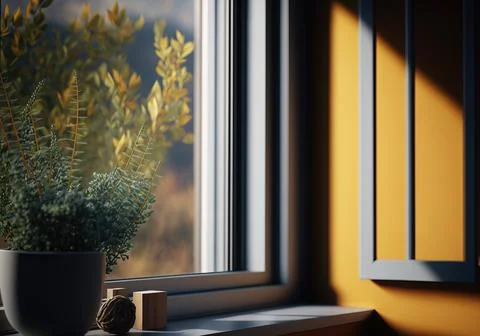 Close-up of modern window frame, ai generated Ilustración de archivo