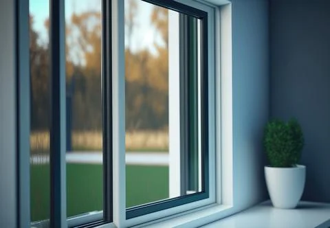 Close-up of modern window frame, ai generated Ilustración de archivo
