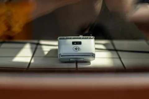 Close-up of a modern wireless card payment terminal Stock Photos