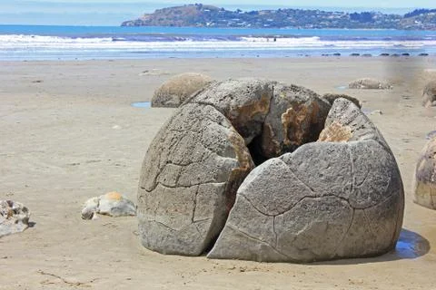 Close up of a moeraki boulder Stock Photos