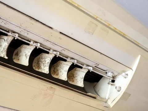 Close up mold in air conditioner system. Danger and the cause of pneumonia an Stock Photos